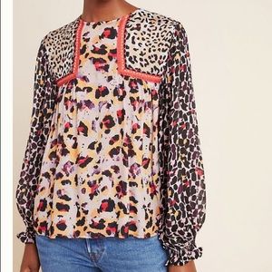 NWT ANTHROPOLOGIE Joelle Leopard Blouse